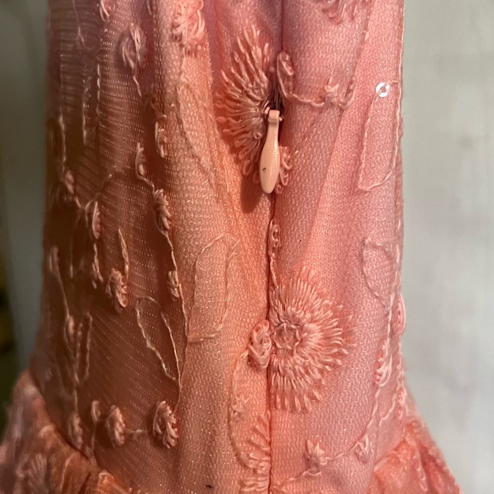 Size 6T Girls Orange Sleeveless Mesh Sequins Lacy Flowy Party Dress - Picture 10 of 16